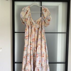 Floral Puff Sleeve Maxi Dress
